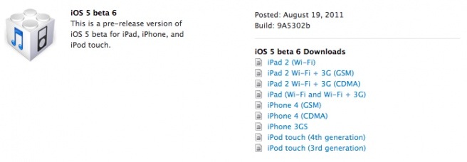iOS 5 Beta 6 Yayınlandı