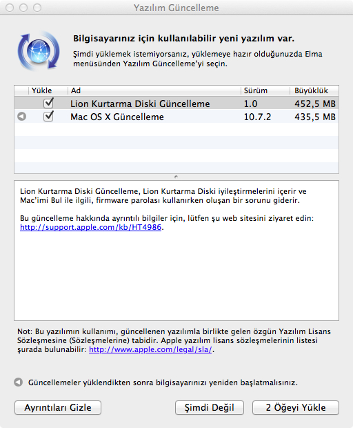 OS X 10.7.2 Yayınlandı