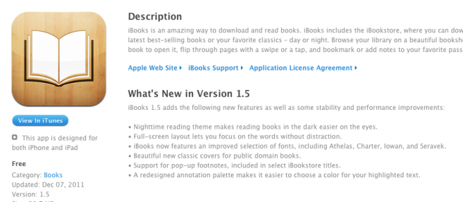 iBooks gece teması, tam ekran seçeneği ve fazlası ile güncellendi