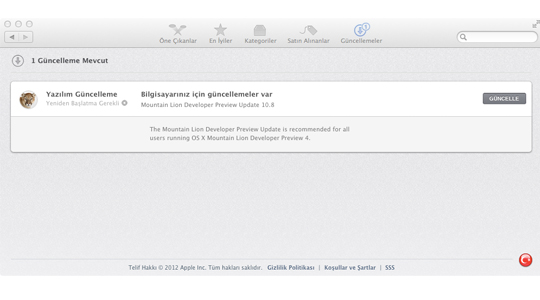 OS X 10.8 Mountain Lion DP 4 için yeni güncelleme