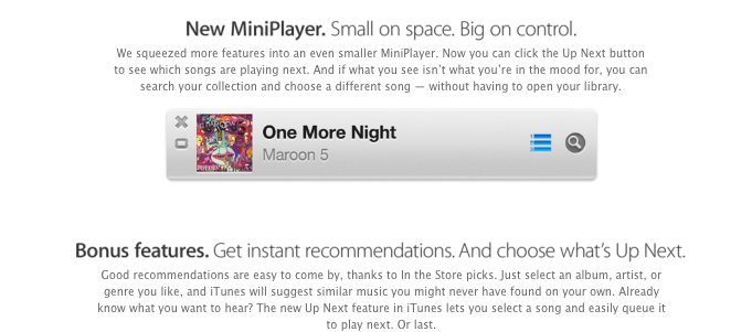 iTunes 11 Mini Player