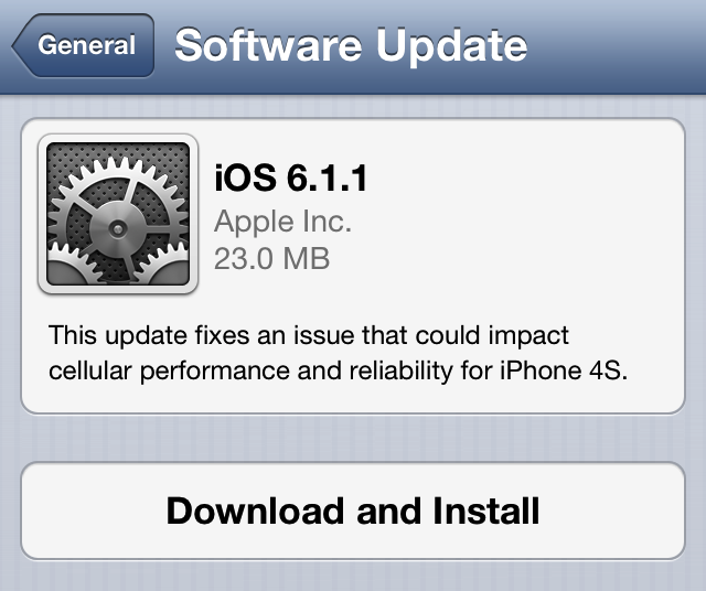 iPhone 4S için iOS 6.1.1 yayınlandı