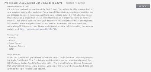 Os X 10.8.3’in Yeni Yapılandırması Geliştiriciler İçin Yayımlandı