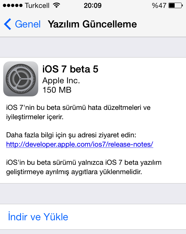 iOS 7 Beta 5 Yayınlandı