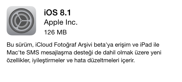 iOS 8.1 Güncellemesi Yayınlandı