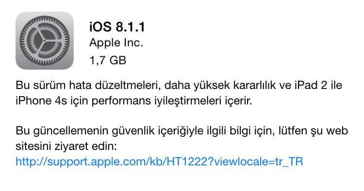 Apple, iOS 8.1.1 Güncellemesini Yayınladı