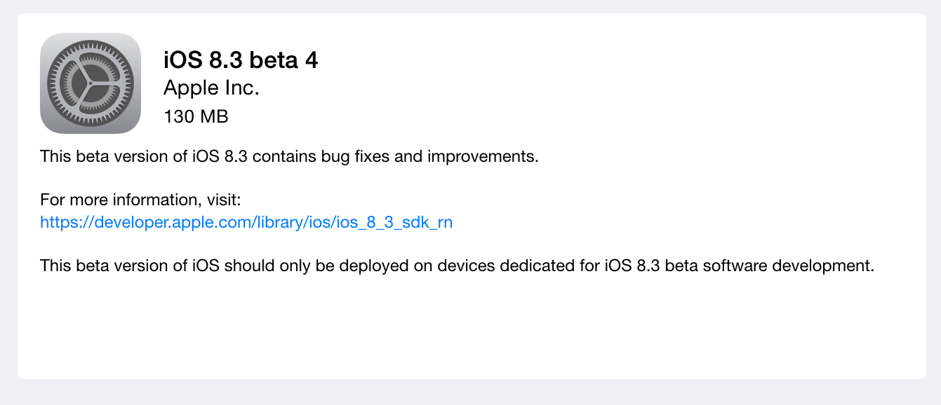 iOS 8.3 Beta 4 Yayınlandı
