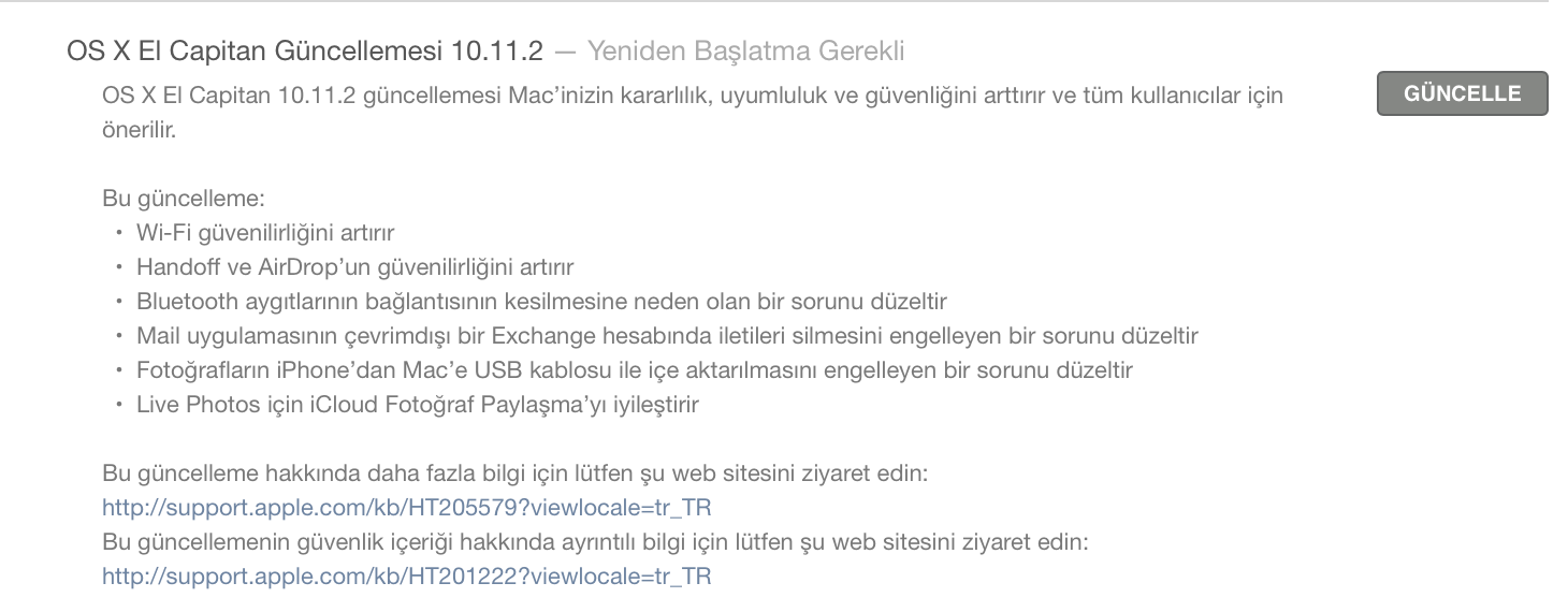 OS X El Capitan için 10.11.2 Güncellemesi Yayınlandı